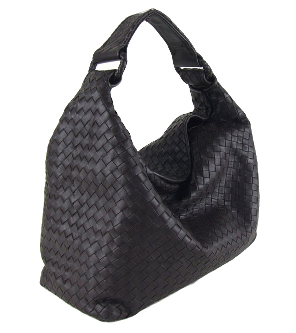 Bottega Veneta Woven Leather Top Handle Small Shoulder Bag 8001s brown